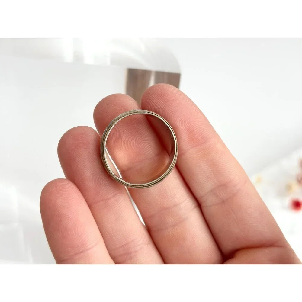 Dual Toned Hand Carved Spinner 925 Sterling Silver Vintage Ring - sz 10.5
